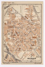 1905 Antique City Map Of Bourges / Cher / Berry / France - £19.62 GBP