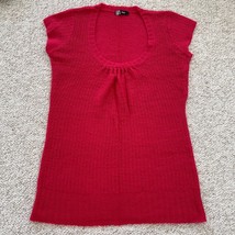 Hot Pink Magenta Knit Cap Sleeve Sweater Vest Tunic Dress Size M L 10 12 - £12.78 GBP