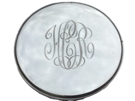 Sterling Silver large Round Compact Voulpte Heavy Art Deco - $107.30