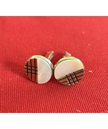 Vtg Mother Of Pearl Gold Tone Cufflinks (J257) - €10,67 EUR