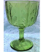Vintage FTD Embossed Textured Green Glass Pedestal 1975 Goblet Candy Dish - £15.68 GBP
