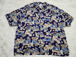 VTG Disneyland Resort Mens XL AOP ALL-OVER Mickey Minnie Mouse Hawaiian Shirt - £27.63 GBP