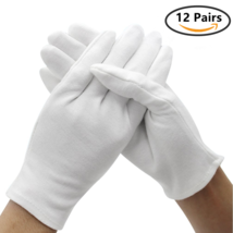12 Pairs White Cotton Soft Gloves , Jewelry Inspection Stretchy Work Gloves - £8.38 GBP+