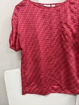 Liz Claiborne Womens Sz L Striped Short Sleeve Polyester Pink White - £6.10 GBP