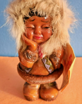 Naber &quot;Tom&quot; Vtg. ~4 Inch Alaskan Inuit Figure w/ Natural Fur and Origina... - £18.49 GBP