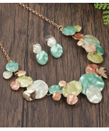 Mint copper circle necklace earring set - $285.59 MXN
