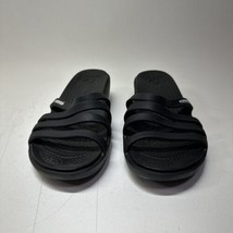 Crocs Rhonda Wedge Black Slip On Casual Sandal Women&#39;s Size 9 - £26.58 GBP