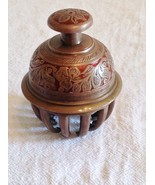 Brass Floral Etch Design Elephant Claw Bell Meditation Temple Yoga Vinta... - $16.48