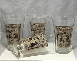 Coca Cola Re-creation Archives women heat in brown over set 4 clear glass 16 Oz - £7.90 GBP