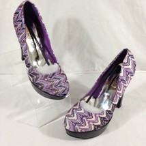 Shoes of Soul Women&#39;s Platform Stiletto Pumps  Heels Fabric Purple Sz 7 - £10.06 GBP