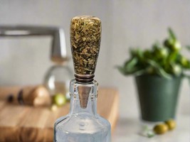 Bottle Stopper with Recycled Shredded Money Cast in Clear Resin and a St... - $44.99