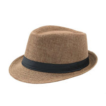 HOT L Brown Straw Jazz Fedora Hat Trilby Cuban Sun Cap -Panama Short Bri... - £14.85 GBP