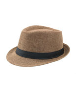 HOT L Brown Straw Jazz Fedora Hat Trilby Cuban Sun Cap -Panama Short Bri... - £15.12 GBP