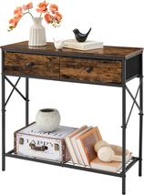 Tajsoon 31.5&quot; Console Table with 2 Fabric Drawers, 2-Tier Small Entryway Table w - £68.81 GBP