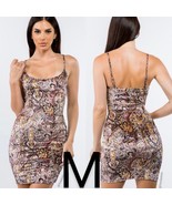 Brown Multi Color Paisley Print Velvet Mini Dress ~ Size M - $39.56 CAD