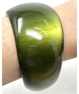 Chunky BANGLE Bracelet Green Yellow Black Swirl Colors - $19.75