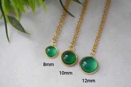 Necklace Green Agate Gold, Gemstone, Green Round Necklace, Stone, Green Agate Pe - £24.34 GBP