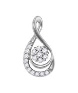 10kt White Gold Womens Round Diamond Flower Cluster Teardrop Pendant 1/1... - $119.00