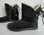 Koolaburra by UGG Womens Size 7 Suede Tie Back Black Short Boots SHAZI #... - $39.99