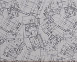 Cotton Blueprint Designs House Plans Architectural Fabric Print by Yard ... - $13.95