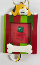 Christmas Ornament Russ Handpainted Wags To Whiskers Photo Frame Dog w/Bone - $11.87