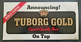 Vintage Tuborg Gold Export Quality Beer Sign Paper 22&quot;x11&quot; Carling Brewery NOS - $19.99