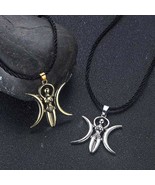 Triple Moon Goddess Crescent Necklace Women Nymph Fertility Pagan Amulet... - £4.69 GBP