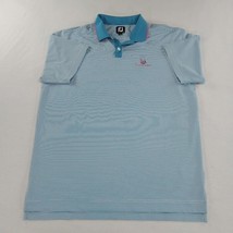 FJ FOOTJOY - Men&#39;s Lg Golf Polo Teal, White &amp; Coral Striped Shirt Active - £16.56 GBP