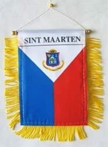St Sint Maarten Mini Banner Flag With Brass Staff &amp; Suction Cup - £4.73 GBP