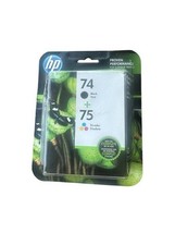 HP 74 &amp; 75 Black &amp; Tri-color Ink Cartridges Combo Pack New Expiration 2/... - $223.67 MXN