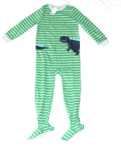 Carters Fleece Footed Pajama Blanket Sleeper 7 Striped Dinosaur Dino Gre... - £21.25 GBP