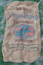 VINTAGE New Story California POTATOES 100 LB BURLAP SACK BAG Superior Fa... - £14.63 GBP