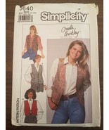 1989 Misses&#39; Lined Vests Pattern Christie Brinkley Simplicity 0640 Size ... - $126.20 MXN