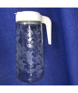 Vintage 1 Quart Tang Glass Pitcher Lid White Lily Etched Carafe - €17,15 EUR
