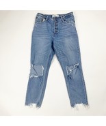 Abercrombie &amp; Fitch Womens Mom Jeans Curve Love Size 27 Blue Destroyed - $17.30