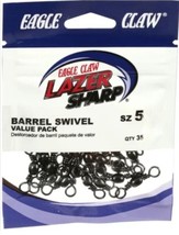 Eagle Claw Lazer Sharp Barrel Swivel, Size 5, Black, Pack of 35 - £6.13 GBP