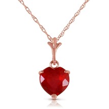 1.45 Carat 14K Solid Rose Gold Gemstone Necklace Natural Heart Ruby 14&quot;-24&quot; - £203.69 GBP