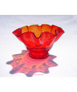 Vintage Ruby Red Bischoff Art Glass Wayne Husted Hand Blown Bowl Fluted Rim - £28.32 GBP