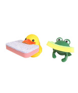 Animal Shape Novelty Kitchen Sponge Holder and Sponge Choice of Frog or ... - $9.49