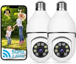Security Camera 2K Light Bulb Security Cameras Wireless Outdoor 2pcs 2.4 5G Hz W - £58.85 GBP
