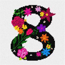 Pepita Needlepoint kit: Number Eight Primary Floral, 7&quot; x 7&quot; - £39.87 GBP+