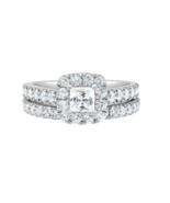 2Ct Halo Princess Simulated Diamond Bridal Engagement Wedding Silver Rin... - £55.60 GBP