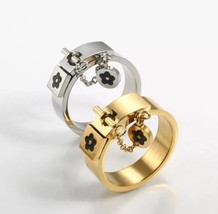 Anillo de lujo chapado en oro de acero inoxidable para mujer y niña, joyería - £19.29 GBP