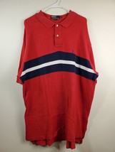 Ralph Lauren Polo Shirt Mens Size 2XL Red Navy White Knit Short Sleeve Pullover - £10.02 GBP