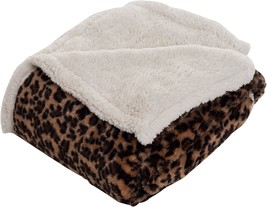 Lavish Home Throw Blanket, Fleece/Sherpa, Leopard, 50 X 60 - £25.72 GBP