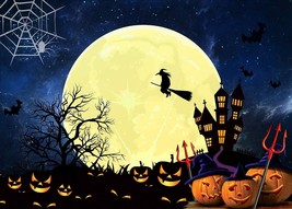 Halloween Backdrop Large Moon Horrible Pumpkin Photography Background Scary Part - £25.92 GBP