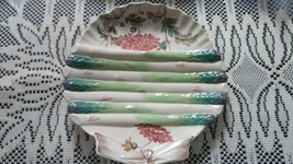 Antique Majolica Sparragus Plate Shell Shaped Marked Ivory 9X8 3/4&quot; - $124.73