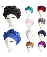 Women Night Sleep Caps Hair Care Bonnet Hats Head Cover Satin Wide Headw... - £6.07 GBP