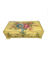 4”H X14”Vintage Italian Gold Wood Box Flowers Hand painted Hinged - £18.20 GBP