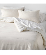 Hearth &amp; Hand with Magnolia Thin Stripe Duvet Cover Sour Cream RR Gray KING - £54.37 GBP